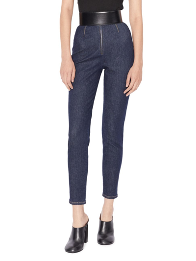 Shop Alaïa Women's Ankle-crop Skinny Jeans In Blue Denim