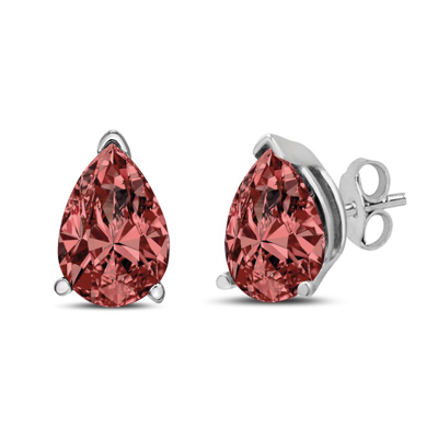 Shop Haus Of Brilliance 14k White Gold 1/2 Cttw Lab Grown Pink Pear Diamond 3 Prong Set Martini Solitaire Stud Earrings In Grey