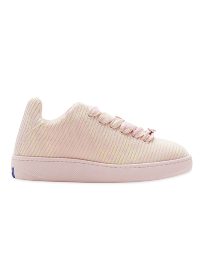 Shop Burberry Women's Check Knit Box Sneakers In Cameo