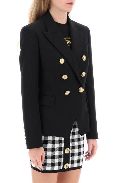 Shop Balmain Fitted Double-breasted Jacket In Noir (black)