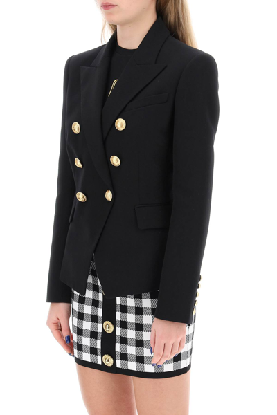 Shop Balmain Fitted Double-breasted Jacket In Noir (black)