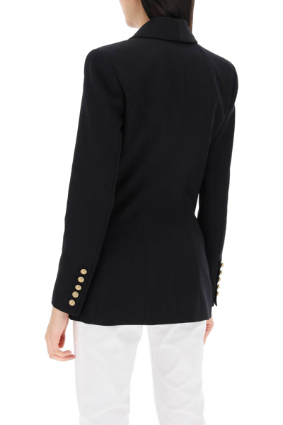 Shop Balmain Double-breasted Jacket With Shaped Cut In Noir (black)