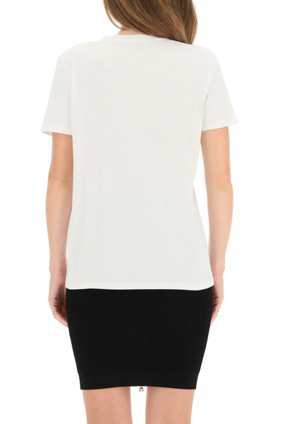 Shop Balmain T-shirt With Logo Print And Embossed Buttons In Blanc Noir (white)