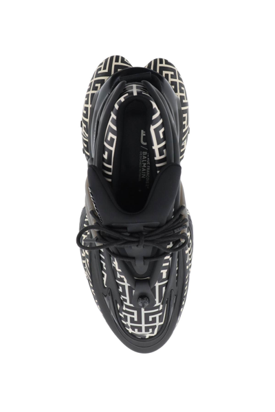 Shop Balmain Unicorn Sneakers In Ivoire Noir (black)