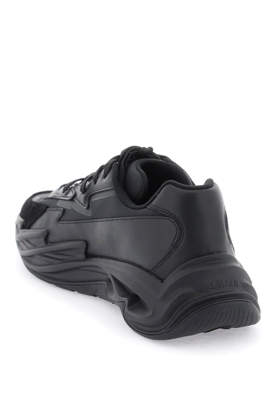Shop Balmain Low-top Run-row Sneakers In Noir (black)