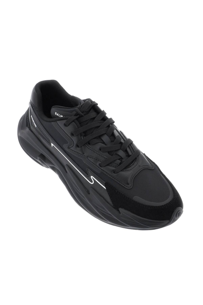 Shop Balmain Low-top Run-row Sneakers In Noir (black)