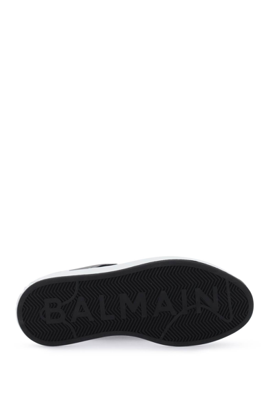 Shop Balmain Leather B-court Sneakers In Noir Or (black)