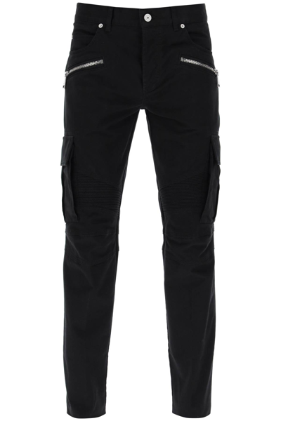 Shop Balmain Tapered Cargo Pants In Noir (black)