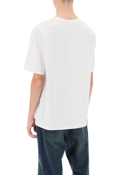 Shop Balmain Crew-neck T-shirt With Logo Print In Blanc Noir (white)