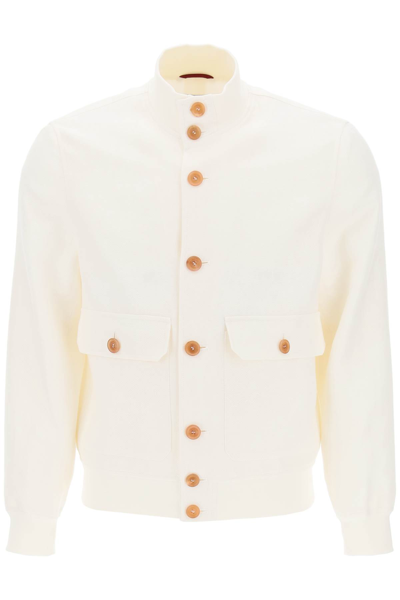 Shop Brunello Cucinelli Tricotine Blouson Jacket In Off White (white)
