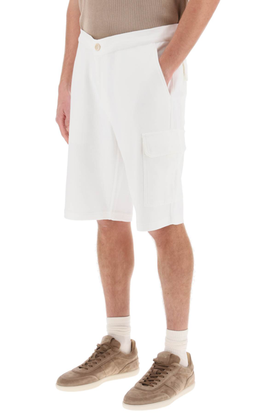 Shop Brunello Cucinelli Cargo Shorts In Jersey In Off White (white)