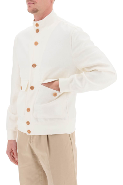 Shop Brunello Cucinelli Tricotine Blouson Jacket In Off White (white)