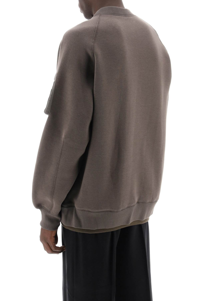 Shop Sacai Double Hem Sweatshirt In Taupe (grey)