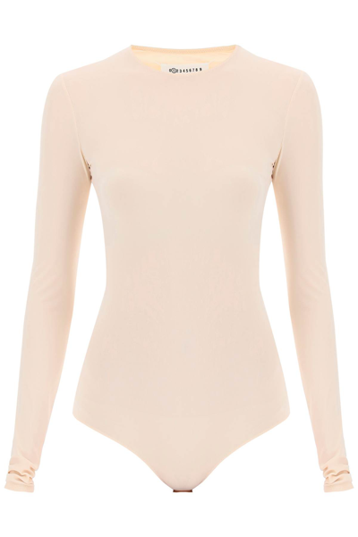 Shop Maison Margiela Second Skin Long Sleeve Lycra Bodysuit In Almond (beige)
