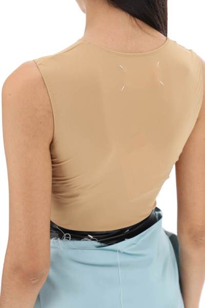 Shop Maison Margiela Second Skin Sleeveless Lycra Bodysuit In Desert (beige)