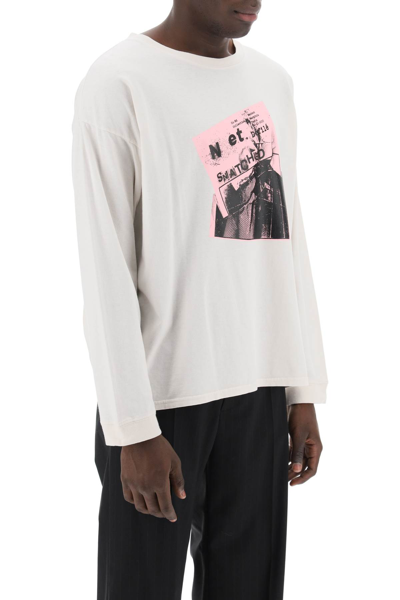 Shop Maison Margiela Long-sleeved T-shirt With Print In Ice (white)