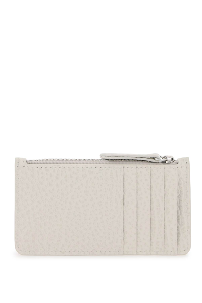Shop Maison Margiela Leather Zipped Cardholder In Greige (white)