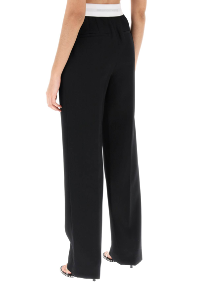 Shop Alexander Wang Straight-cut Pants With Contrasting Logo Band In Black (black)