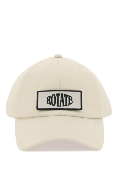 Shop Rotate Birger Christensen Baseball Cap With Logo Patch In Oyster Gray (beige)