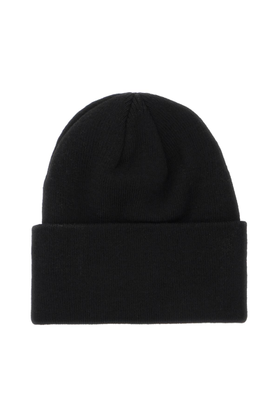 Shop Rotate Birger Christensen Beanie Hat With Logo Patch In Black (black)