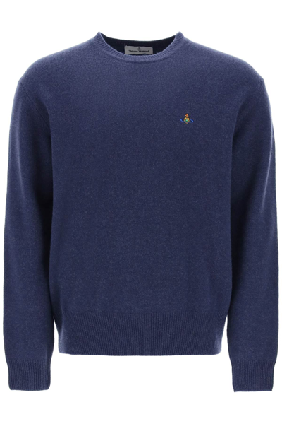 Shop Vivienne Westwood Alex Merino Wool Sweater In Denim (blue)