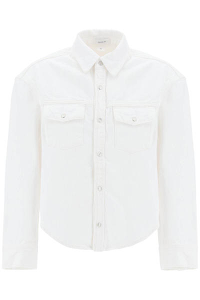 Shop Wardrobe.nyc Boxy Denim Overshirt In White (white)