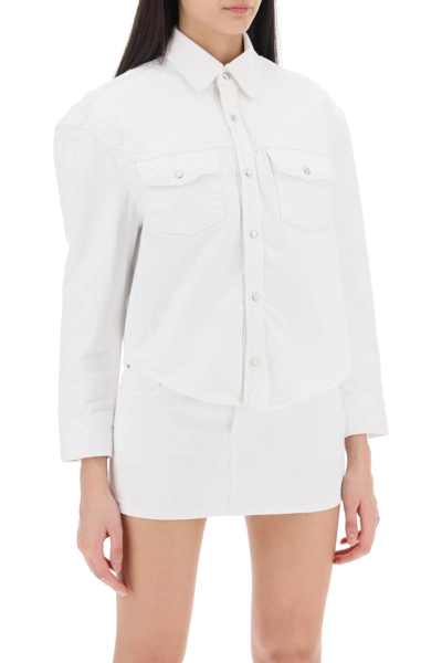 Shop Wardrobe.nyc Boxy Denim Overshirt In White (white)