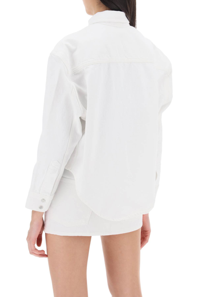 Shop Wardrobe.nyc Boxy Denim Overshirt In White (white)