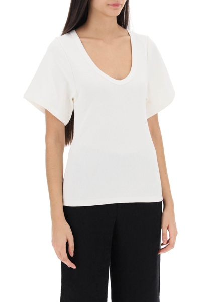 Shop By Malene Birger Lunai Ribbed T-shirt In Soft White (white)