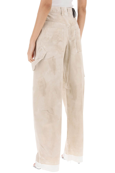 Shop Darkpark Audrey Marble-effect Cargo Jeans In Washed Desert (beige)