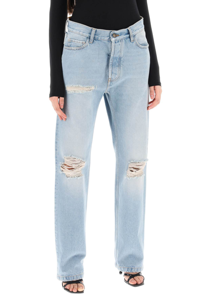 Shop Darkpark Naomi Jeans With Rips And Cut Outs In Light Wash Ripped (light Blue)