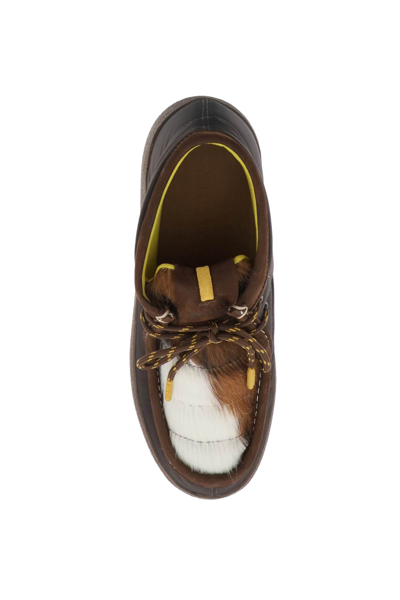 Shop Moon Boot Mtrack Low Lace-ups In Brown Cow Print (white)