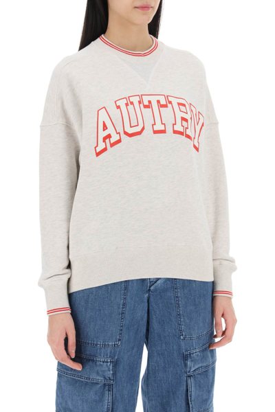Shop Autry Oversized Varsity Sweatshirt In Melange (grey)