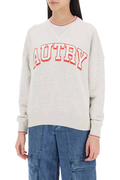 Shop Autry Oversized Varsity Sweatshirt In Melange (grey)