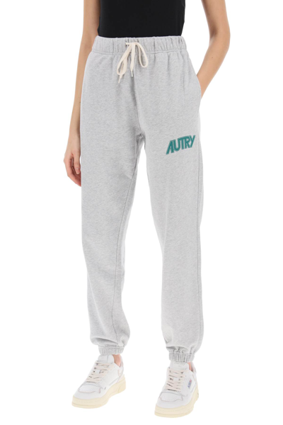 Shop Autry Joggers With Logo Print In Melange (grey)