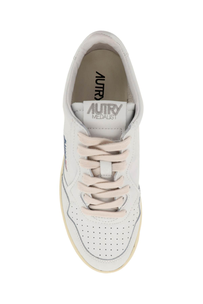 Shop Autry Leather Medalist Low Sneakers In White White (white)