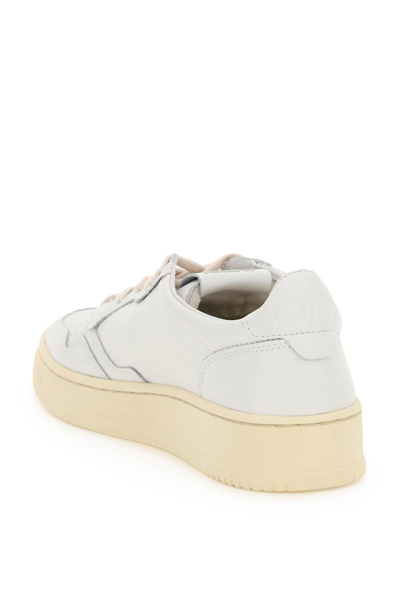 Shop Autry Leather Medalist Low Sneakers In White White (white)