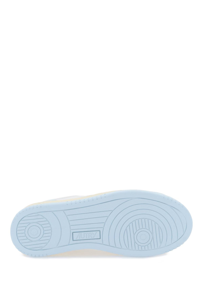 Shop Autry Leather Medalist Low Sneakers In Wht St Blue (white)