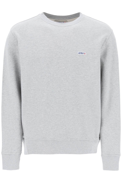 Shop Autry Sweatshirt With Logo Label In Melange (grey)