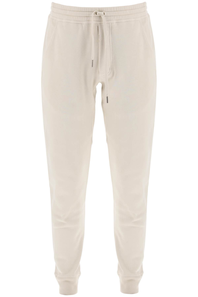 Shop Tom Ford Cotton Drawstring Sweatpants In Ecru