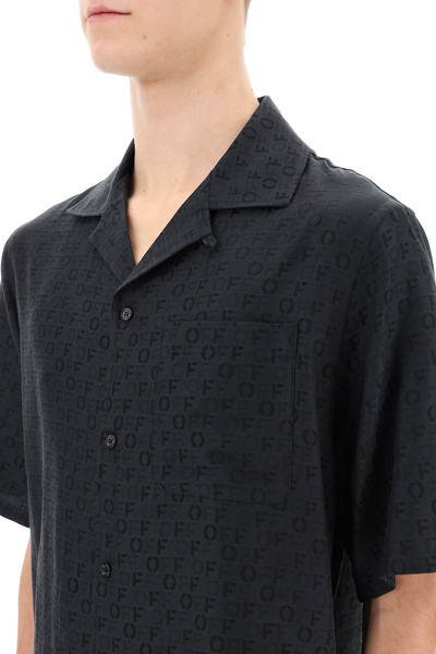 Shop Off-white Holiday Bowling Shirt With Off Pattern In Black No Color (black)