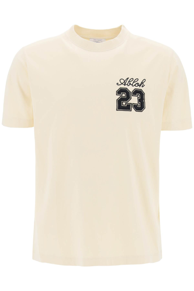 Shop Off-white Crew-neck T-shirt With 23 Logo In Angora Black (beige)