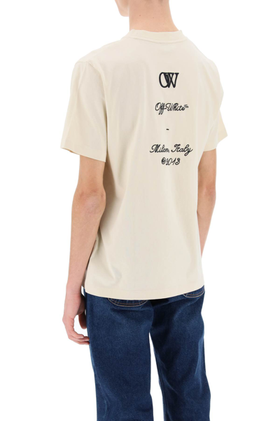 Shop Off-white Crew-neck T-shirt With 23 Logo In Angora Black (beige)