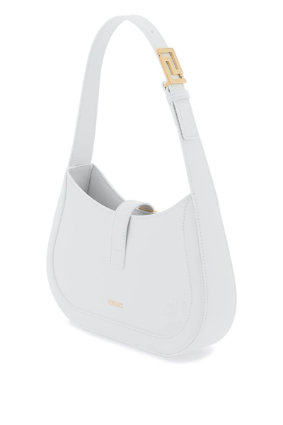 Shop Versace Greca Goddess Small Hobo Bag In Optical White  Gol (white)