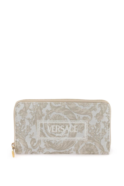 Shop Versace Barocco Long Wallet In Beige Beige  Gold (beige)