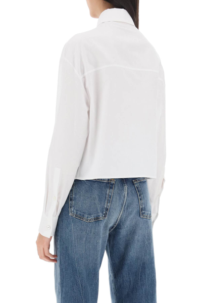Shop Versace Barocco Cropped Shirt In Optical White (white)