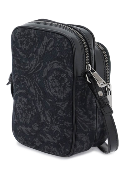 Shop Versace Athena Barocco Crossbody Bag In Black Black Ruthenium (black)