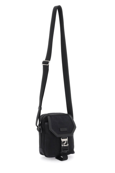 Shop Versace Neo Nylon Crossbody Bag In Black Ruthenium (black)