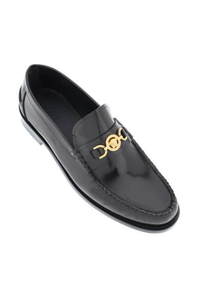 Shop Versace Medusa 95 Loafers In Black  Gold (black)