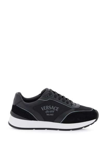 Shop Versace Milano Sneakers In Black (black)